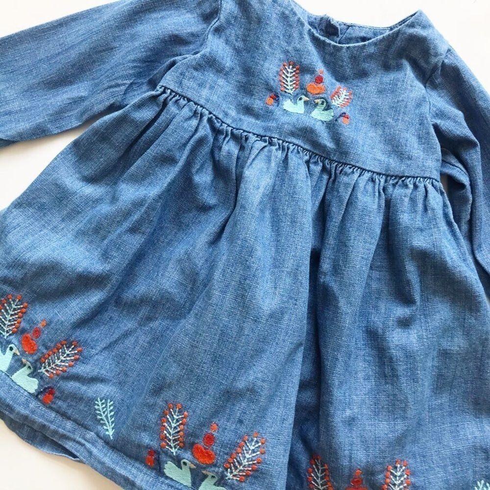 M&S chambray Dove love dress EUC 9-12 months - Picture 2 of 2